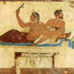 Symposium scene from Paestum, Italy, c. 475 BC)